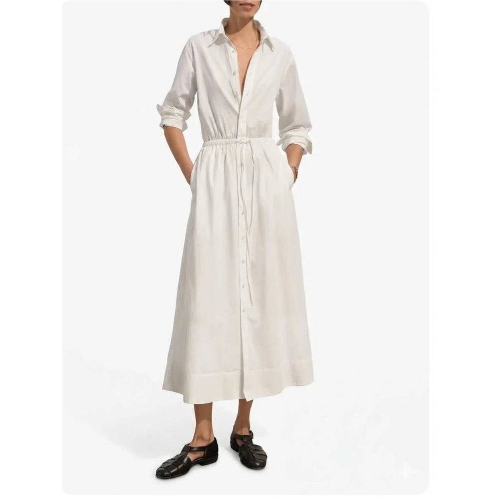 Buck Mason White Mainstay Cotton Shirt Dress Maxi S Minimalist Bride Preppy Boho
